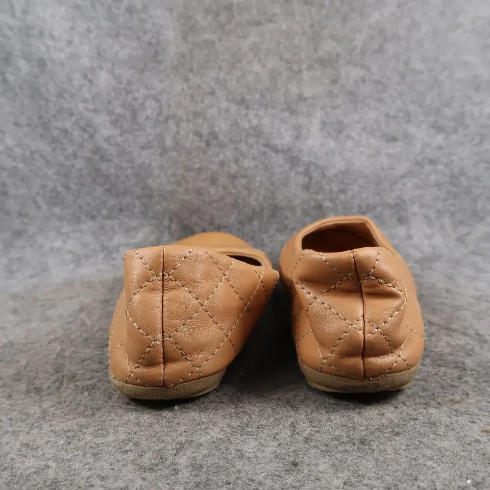 Link Shoes Girls 3 Ballet Flats Slip On Cap Toe Quilted Casual Comfort Brown